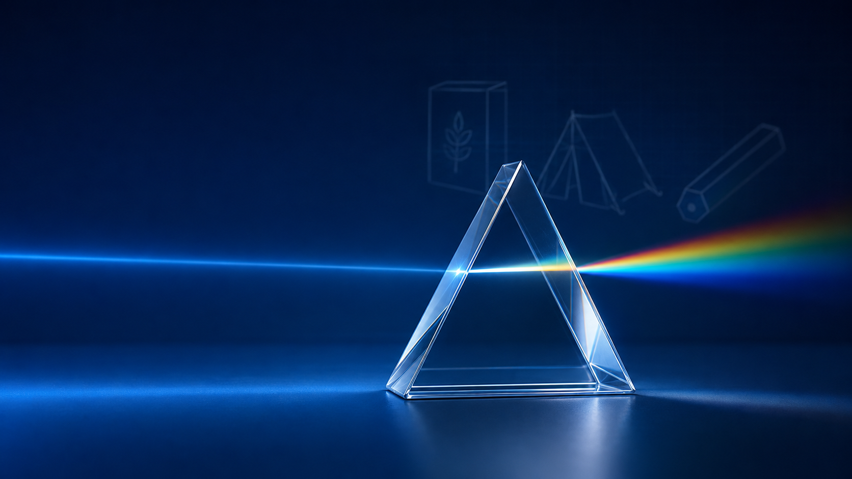 Precision triangular optical prism showing real-life prism examples and light dispersion