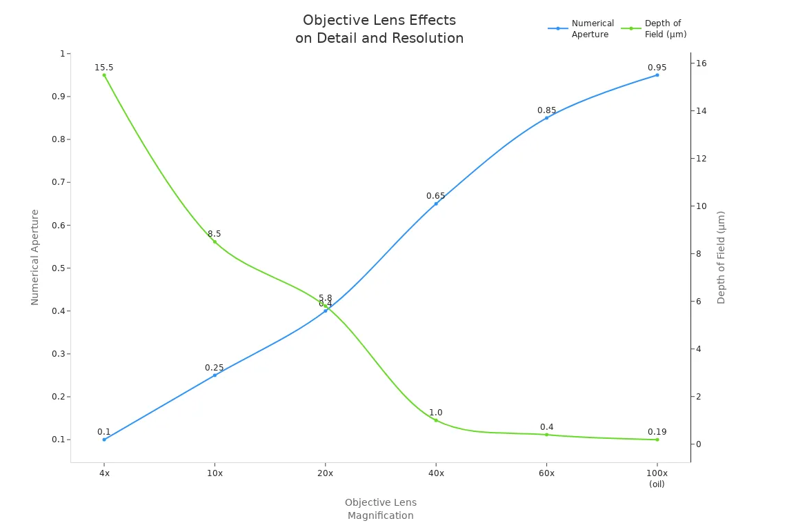 Objective lens effects on detail and resolution