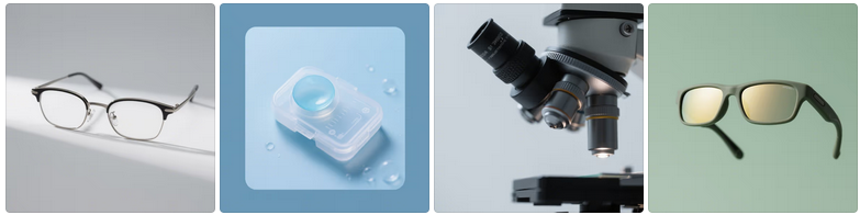 eyeglasses, contact lenses, and microscope eyepieces.