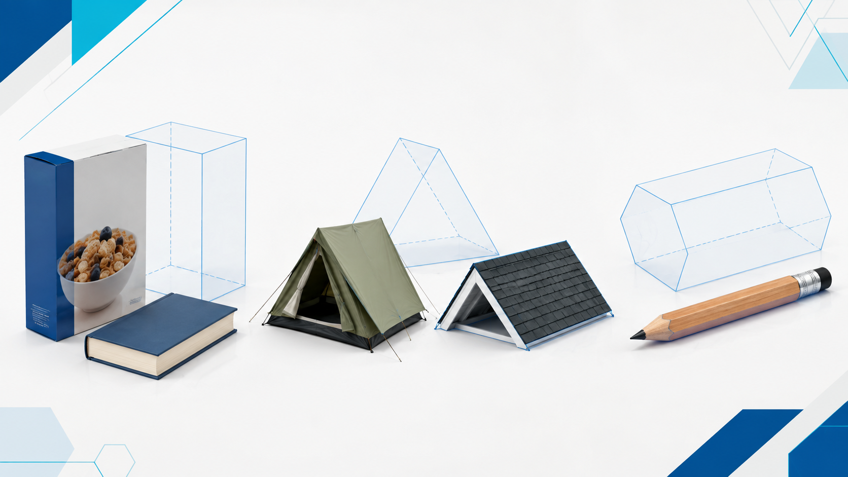 Rectangular triangular and hexagonal prism examples from everyday life