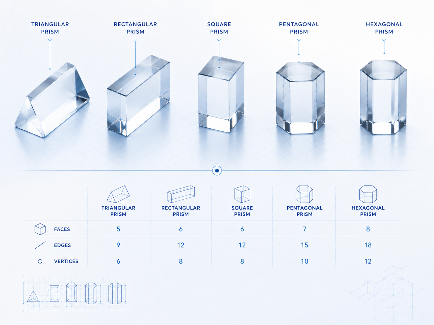 types of geometric prisms including triangular rectangular square pentagonal and hexagonal prisms.png