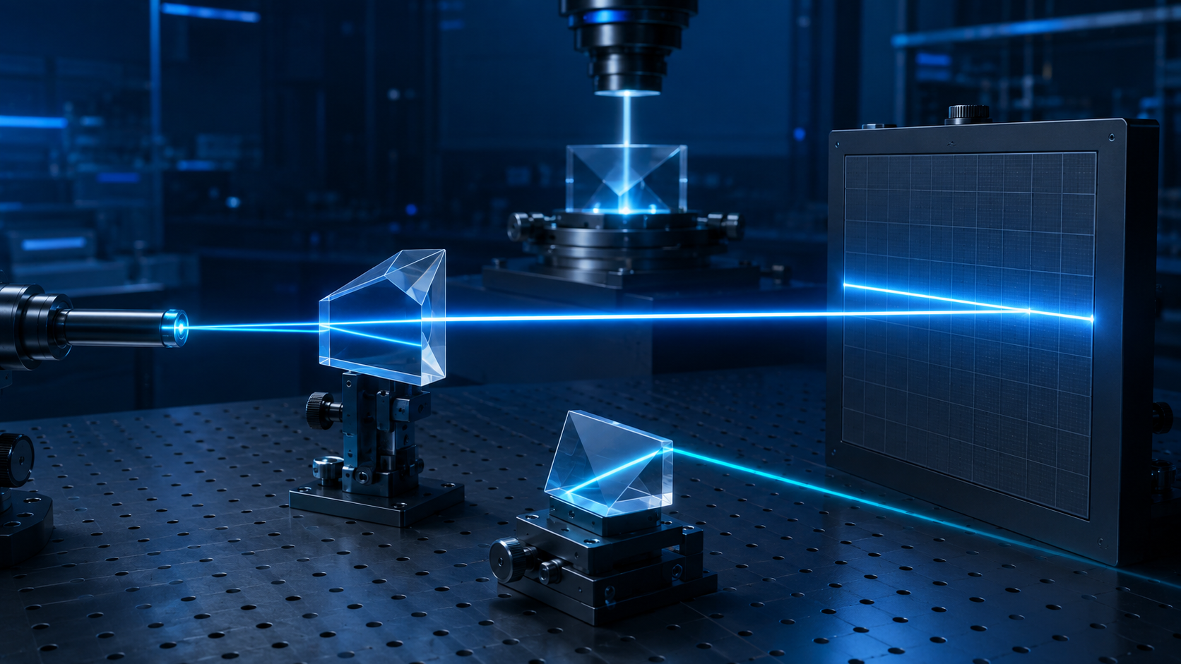 Visible light dispersion through a triangular glass prism